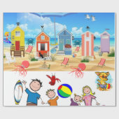 Papier Cadeau Papier brillant à envelopper, Octopus Plage amusan (Plat)