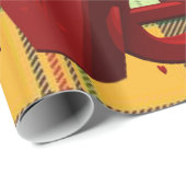 Papier Cadeau Papier brillant à envelopper Teddy Bear Vert Plaid (Coin rond)