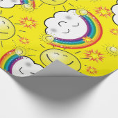 Papier Cadeau Papier brillant, Arc-en-ciel nuages soleil Jaune (Coin)