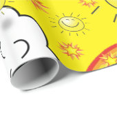 Papier Cadeau Papier brillant, Arc-en-ciel nuages soleil Jaune (Coin rond)