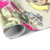 Papier Cadeau Papier brillant, Bananes Singes Floral (Coin rond)