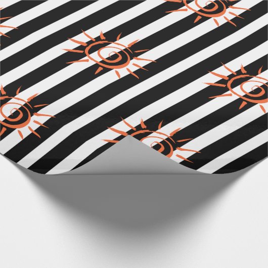 Papier Cadeau Papier brillant, Black White Stripe Star (Coin)