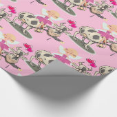 Papier Cadeau Papier brillant, Coeur de vaches de fées roses (Coin)