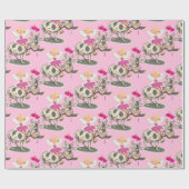 Papier Cadeau Papier brillant, Coeur de vaches de fées roses (Plat)