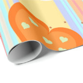 Papier Cadeau Papier brillant, Coeurs rayés Cygnes (Coin rond)