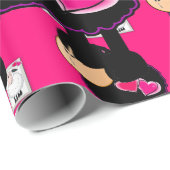 Papier Cadeau Papier brillant, Coeurs roses de mouton (Coin rond)