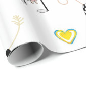 Papier Cadeau Papier brillant, Fleurs de vaches arc-en-ciel Étoi (Coin rond)