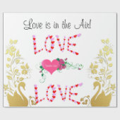 Papier Cadeau Papier brillant, Gold Swan Love is Air (Plat)