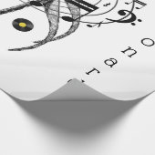 Papier Cadeau Papier brillant, notes de musique noir et blanc (Coin)