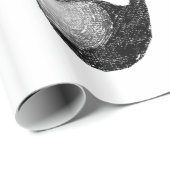 Papier Cadeau Papier brillant, notes de musique noir et blanc (Coin rond)