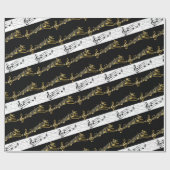 Papier Cadeau Papier brillant, notes de musique noir et blanc (Plat)