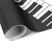 Papier Cadeau Papier brillant, notes de musique noir et blanc (Coin rond)