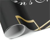 Papier Cadeau Papier brillant, notes de musique noir et blanc (Coin rond)