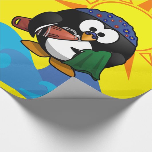 Papier Cadeau Papier brillant, Plage Surfer Penguin (Coin)