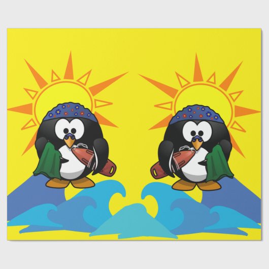 Papier Cadeau Papier brillant, Plage Surfer Penguin (Plat)