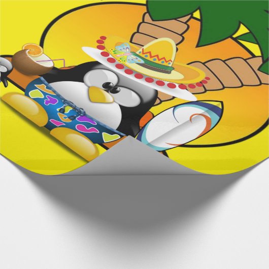 Papier Cadeau Papier brillant, Plage Surfer Penguin (Coin)