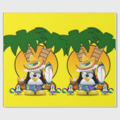 Papier Cadeau Papier brillant, Plage Surfer Penguin (Plat)