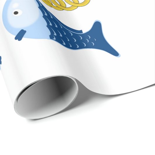 Papier Cadeau Papier brillant, Poisson à chaîne d'or florale (Coin rond)