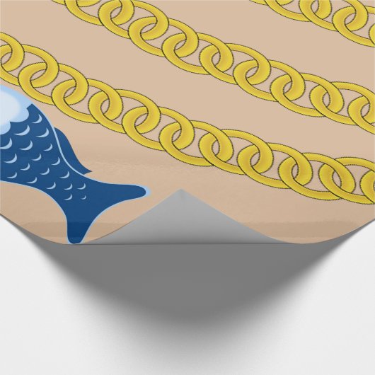 Papier Cadeau Papier brillant, Poisson à chaîne or (Coin)