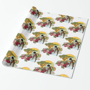 Papier Cadeau Papier brillant, Roses florales africaines