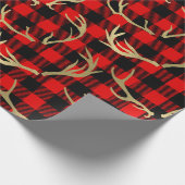 Papier Cadeau Papier & Buffalo à carreaux rouges et noirs & bois (Coin)
