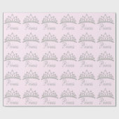 Papier Cadeau Papier carrelé Diamond Tiara Rose Princess (Plat)