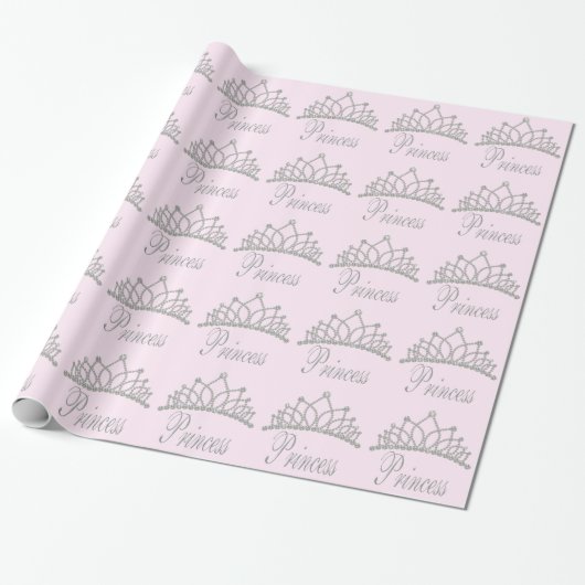 Papier Cadeau Papier carrelé Diamond Tiara Rose Princess (Déroulé)