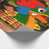 Papier Cadeau Papier coupé en Chine Dragon Bois Vert Or (Coin)