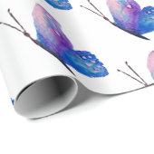 Papier Cadeau Papier d'aquarelle papillon, Papier d'enveloppemen (Coin rond)