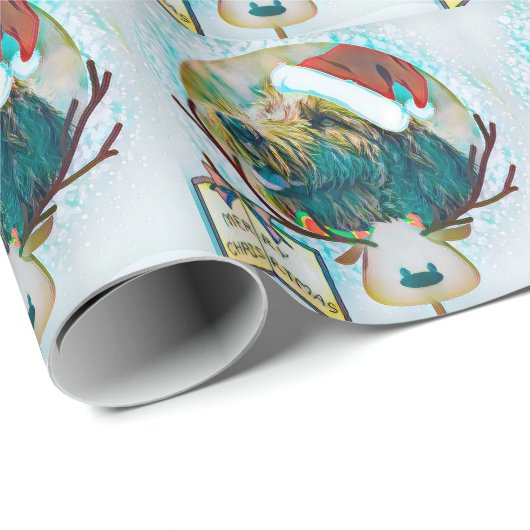 Papier Cadeau Papier de cadeau de Noël de Père Noël Labradoodle (Coin rond)