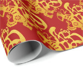 Papier Cadeau Papier de chien d'or coupé Chine Nouvel An 2018 Wr (Coin rond)