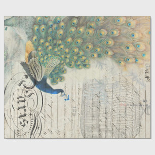 Papier Cadeau Papier de Decoupage d'éphémères de paon