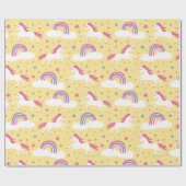 Papier Cadeau Papier de Motif de gribouillage Unicorne (Plat)