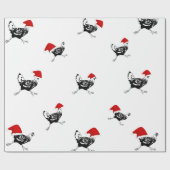 Papier Cadeau Papier de Noël à envelopper - Poulets Père Noël (Plat)