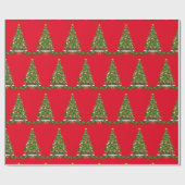 Papier Cadeau Papier de Noël Arbre de Noël Rouge (Plat)