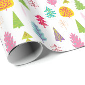 Papier Cadeau Papier de Noël blanc coloré (Coin rond)