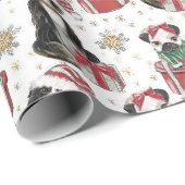 Papier Cadeau Papier de Noël de Chiens mignons (Coin rond)