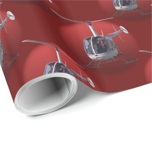 Papier Cadeau Papier de Noël de l'hélicoptère (Coin rond)