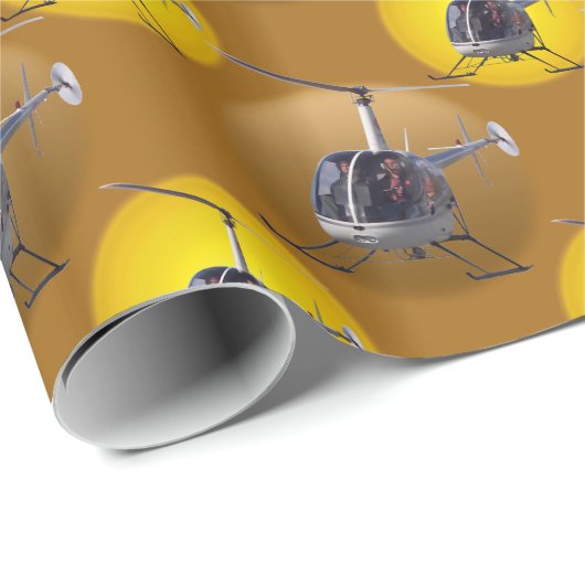 Papier Cadeau Papier de Noël de l'hélicoptère (Coin rond)