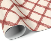 Papier Cadeau Papier de Noël rouge beige rustique (Coin rond)