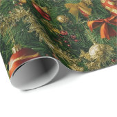 Papier Cadeau Papier de Noël traditionnel/classique (Coin rond)