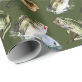 Papier Cadeau Papier de pêche au bar à grande bouche (Coin rond)