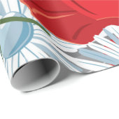 Papier Cadeau Papier de pesage des fleurs rouges (Coin rond)