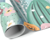 Papier Cadeau Papier de recouvrement de surcharge de cactus (Coin rond)