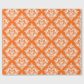 Papier Cadeau Papier de tissus blanc et orange pour Damas floral (Plat)