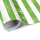 Papier Cadeau Papier d'écorçage à rayures vertes et à flocons de (Coin rond)
