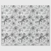 Papier Cadeau Papier d'emballage à doodle de libellule et de fle (Plat)