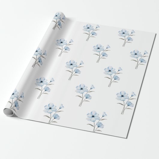 Papier Cadeau Papier d'emballage à fleurs bleues