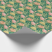 Papier Cadeau Papier d'emballage à fleurs vert, rose, pêche et j (Coin)