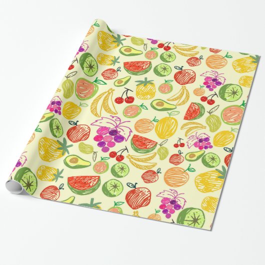 Papier Cadeau Papier d'emballage à fruits mélangés (Déroulé)